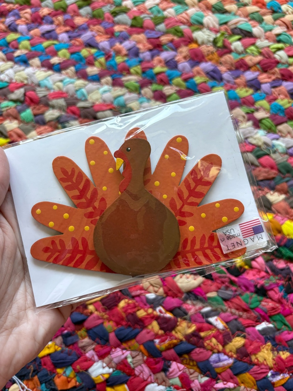 ROEDA HAND-PAINTED METAL THANKSGIVING TURKEY MAGNET